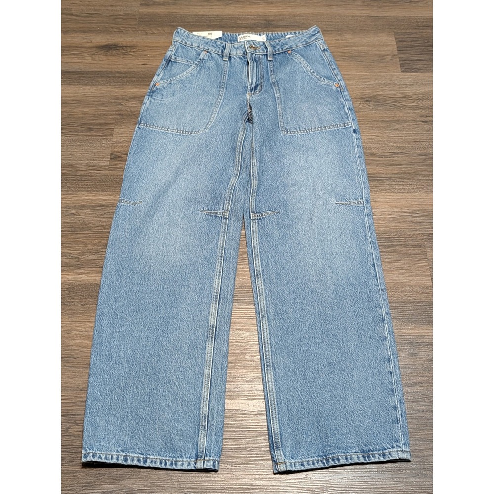 Garage Ample Baggy Jean Nyx Blue High Rise Carpenter Wide Leg Denim‎ Size 3 26